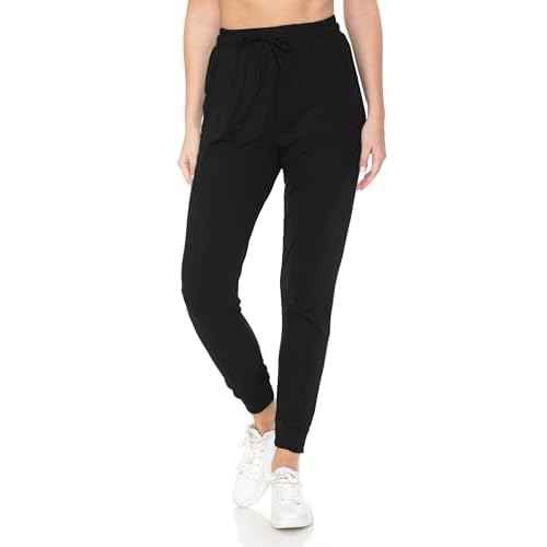 Leggings Depot Women's Jogger Track Cuff Sweatpants with Pockets for Yoga, Workout