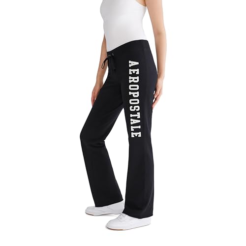 AEROPOSTALE Women's Aero Logo Fit and Flare Sweatpants - Small Dark Black