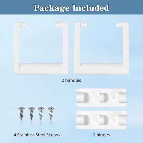 2 Pcs Plastic Cooler Handle Replacement for 25-72 Quart Coolers, Replacement Cooler Handle Parts Includes Screws, White