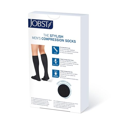 JOBST forMen Knee High Open Toe 30-40 mmHg Ribbed Dress Compression Socks