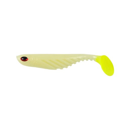 Glow/Chartreuse 4-inch PowerBait Ripple Shad Soft Fishing Bait - 5 Pack