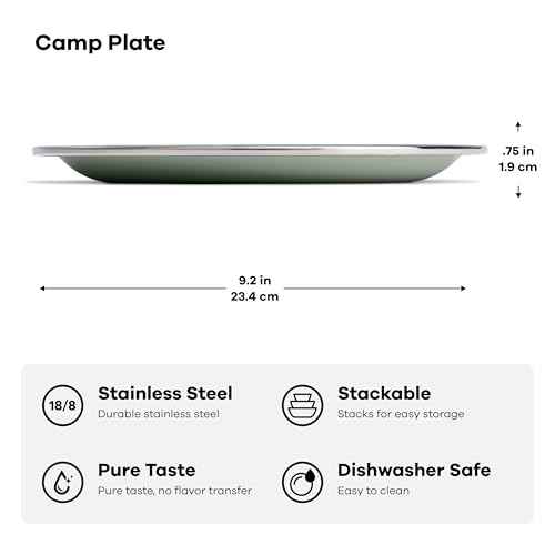 Hydro Flask Outdoor Kitchen Plate ? Stainless Steel Reusable Plate ? Camping Kitchen Essentials Agave Green