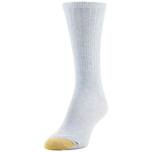 Goldtoe Women's Casual Ribbed Crew Socks - Heather Blue Assorted, Medium