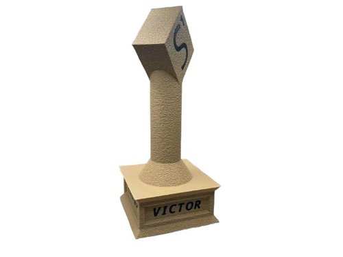 Word Game Trophy, 8" Tall, Family Board Game Award, Beige