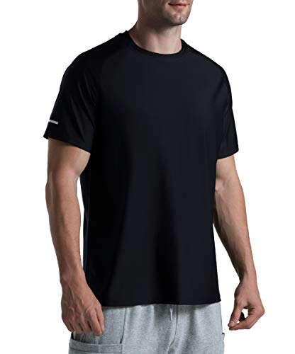 Men's Cooling Ice Silk Running Shirt UPF 50+ Workout T-Shirt Black XXL