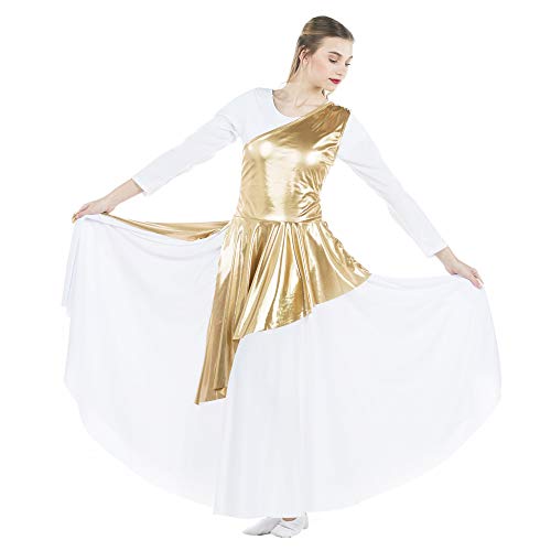 Danzcue Women's Asymmetrical Praise Dance Tunic - Gold Large-X-Large Variation