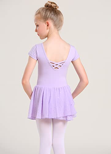 Purple Long Sleeve Ballet Leotard with Glitter Tutu for Toddlers - A1 (2-3T)