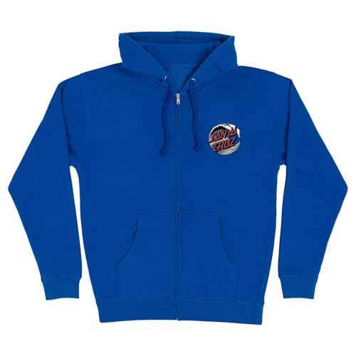 SANTA CRUZ Men's Zip Up Hooded Sweatshirt Wave Dot Skate Sweatshirt