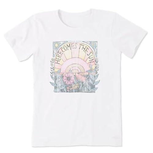 Women's Here Comes The Sun Hippie Short Sleeve Crusher-LITE Tee Medium Cloud White