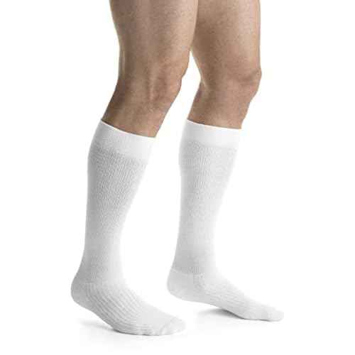 JOBST Activewear 20-30mmHg Compression Socks Knee High, Closed Toe, Cool White, Large