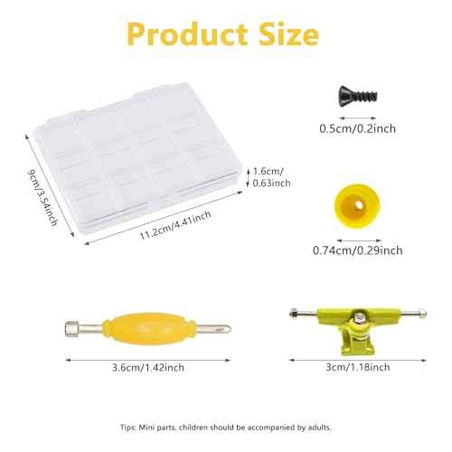 SIXPOINTS 156 Pieces DIY Fingerboard Making Kit Case-31mm Multicolour Trucks,Wheel, Screws,Nuts,Spanner,Compatible with Most Finger Board Repair Replace Tool (Multicolour Trucks Repair Box)