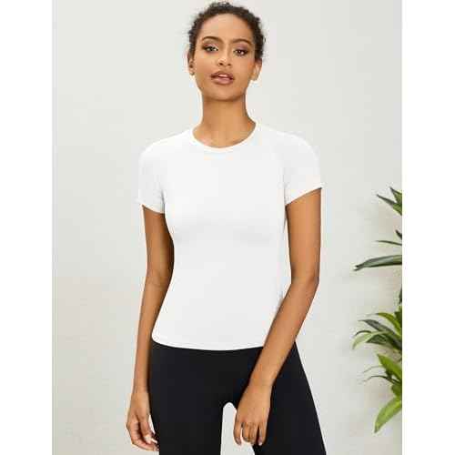 LOMON Womens Workout Tops Short Sleeve Raglan Athletic Shirts Yoga Gym Crewneck Quick Dry Tshirts