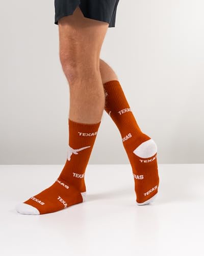 Men's Crew Socks - Mayhem Calf Length Game Day Socks Large Burnt Orange White