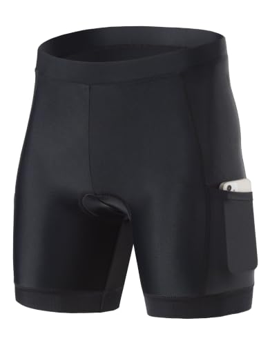 Kids Padded Cycling Shorts with Pockets - Youth Bike Shorts, Medium Black
