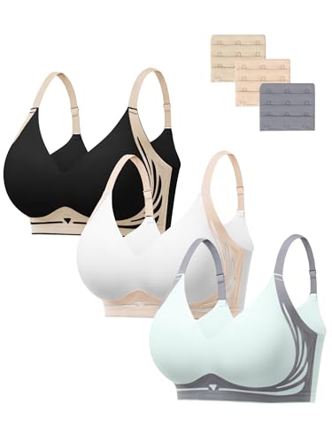 HBselect Jelly Bras for Women No Underwire Wireless Push Up Bra 3 Pack - Large / A