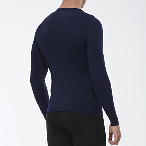 Men's Compression Long Sleeve Workout Shirt - Medium Navy, 1 Pack