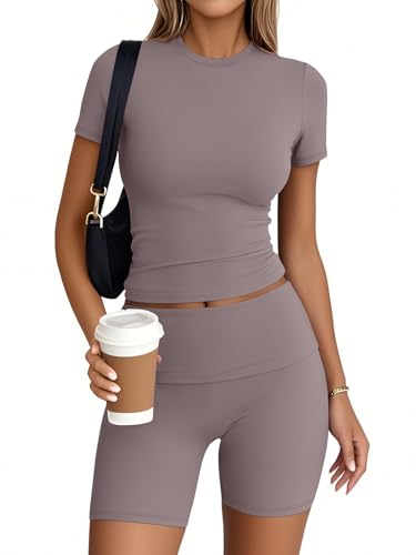 Queen Women's 2-Piece Workout Shorts Set - Coffee Grey Medium