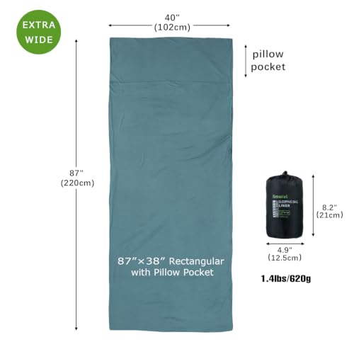 Viking Rectangular Travel Sheets with Pillow Pocket - Summer Sleep Sack for Camping & Hotels