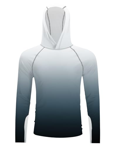 Men's UPF 50+ Sun Protection Hoodie Long Sleeve UV SPF Fishing Hiking Shirt Quick Dry Rash Guard