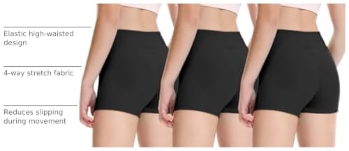 Girls Athletic Shorts 3-Pack for Kids 9-10 Years Black Gymnastics Cheer Sportswear Variation