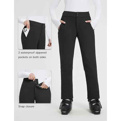 baleaf Snow Pants Womens Fleece Lined Water Resistant Insulated Softshell Winter Ski Pants with Pockets Snowboarding Hiking
