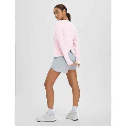 baleaf Women's Long Sleeve Workout Tops Athletic Shirts Split Back Running Gym Quick Dry Sun Protection UPF 50+
