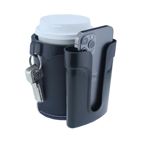 Bike Cup Holder with Phone & Key Storage - Black, Universal Mount for E-Bikes & Scooters