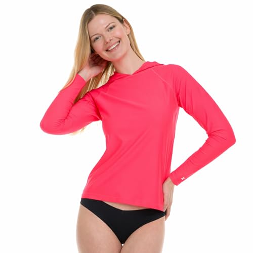Hurley Women's Hooded Rash Guard Swim Shirt UPF 50+ Long Sleeve Sun Hoodie - Medium Pink