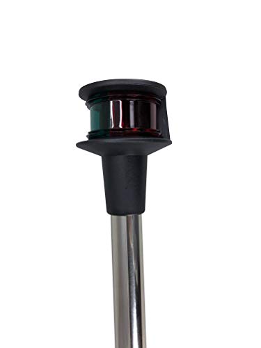 Marine Bi-Color Navigation Bow Light - 12 Inch Red & Green Boat Light with Aluminum Post