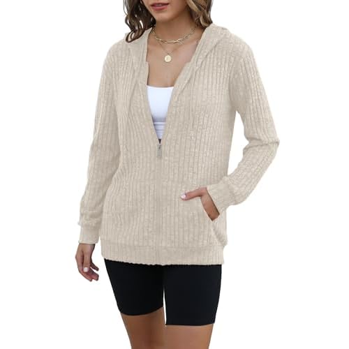 JomeDesign Sweaters for Women Long Sleeve Sweatshirt Fashion Hoodies Zip Up Loose Casual Fall Tops S-XXL