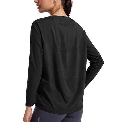 Pioneer Camp Women's Bamboo Viscose Long Sleeve Workout Shirts Back Loose Fit Boat Neck Yoga Athletic T-Shirts Casual Tops