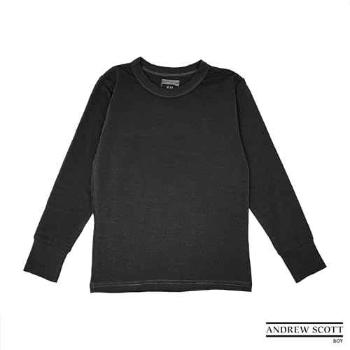 Boys Long Sleeve Performace Tops| Base Layer All Season Cotton Stretch Color Shirts| Multi Packs -Colors