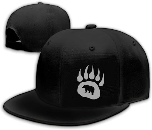 Bear Claw Snapback Hat for Men Adjustable Flat Bill Trucker Cap Black