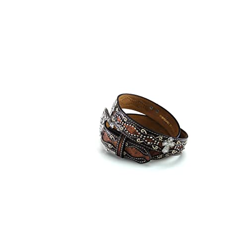ARIAT Girls' Rhinestone Cross Conchos Faux Crocodile Belt