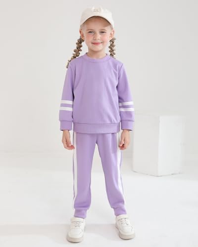 Toddler Girl Fall Sweatsuit Set 2 Pieces - Light Purple, 4-5T