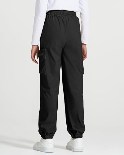 Kids Water-Resistant Cargo Hiking Pants - Black, 13-14 Years