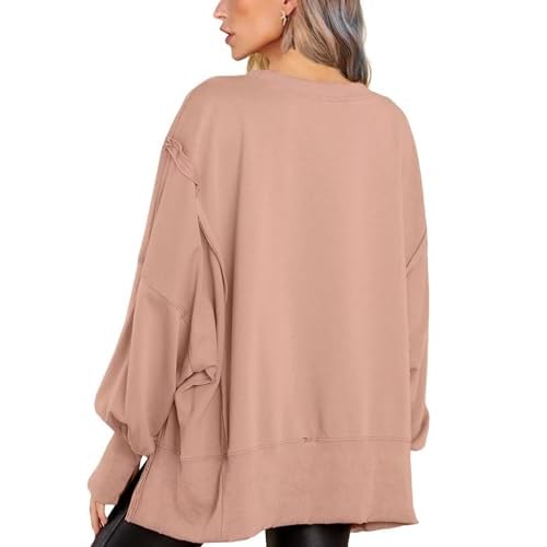 BWQ Womens Oversized Sweatshirt Crewneck Long Sleeve Shirts Pullover Sweatshirts S-2XL
