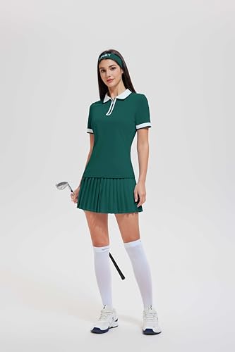 Women’s Tennis Skirt Set - Green High Waisted Golf Outfit Two-Piece