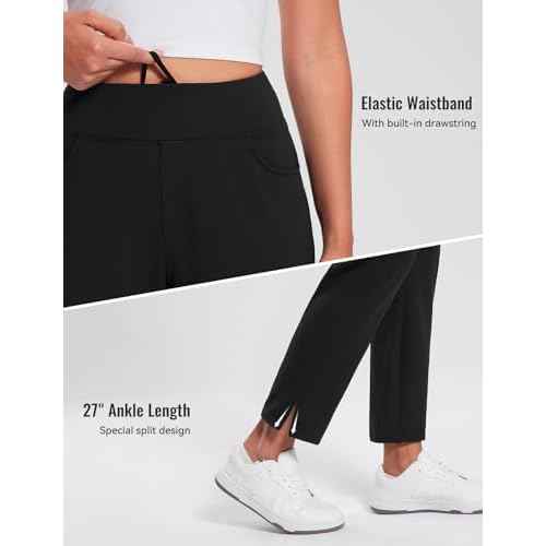 baleaf Women's Fleece Lined Pants Stretch Water Resistant Winter Thermal Travel Pants Cold Weather Gear Pockets Work Golf