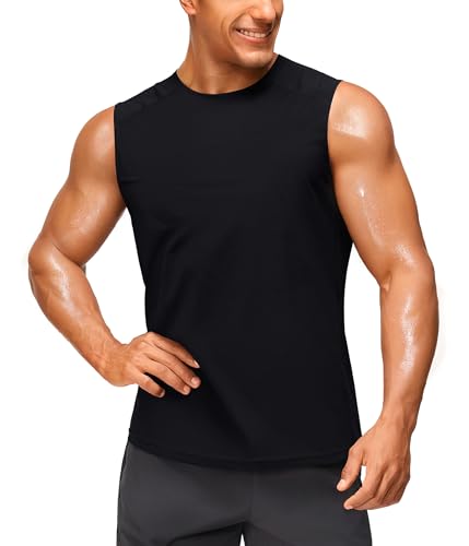Junlan Sleeveless Sauna Shirt Sweat Vest for Men - Black, X-Large Gym Workout
