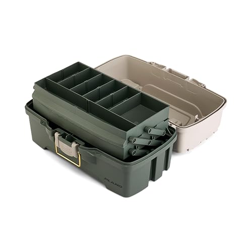 Plano Two-Tray Tackle Box - Green/Tan Portable Fishing Gear Organizer - Two-Tray