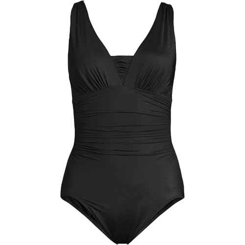Lands' End Women's SlenderSuit Grecian Tummy Control Chlorine Resistant One Piece Swimsuit