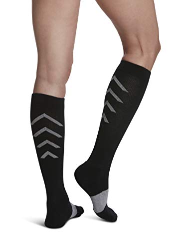 Athletic Recovery Compression Socks Men Women Large Black 15-20mmHg