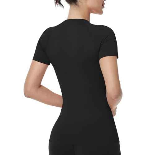Runhit Compression Shirt Women Short Sleeve Workout Tops Athletic Gym Moisture Wicking T-Shirt Running Yoga Base Layer