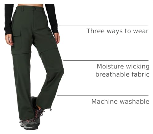 Women's Convertible Hiking Pants - Lightweight, Medium / Army Green