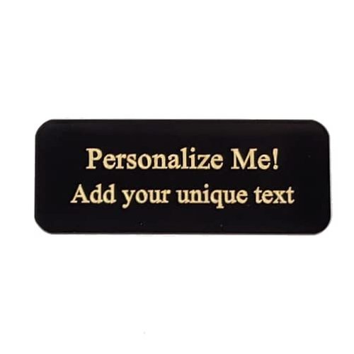 Size: 2.5" W x 1" H | Personalized Trophy Award Name Plates Engraved | Custom Metal Perpetual Plaques with Stick on Adhesive Tape (2-1/2" W x 1" H, Black Brass (Gold Letters))