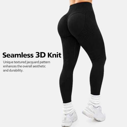 POWERASIA 3D Anti Cellulite Leggings for Women Medium Black Compression Yoga Pants