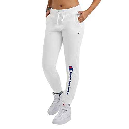 Champion, Powerblend, Fleece Joggers, Comfortable Pants for Women, 29" (Plus, White Script, XX-Large