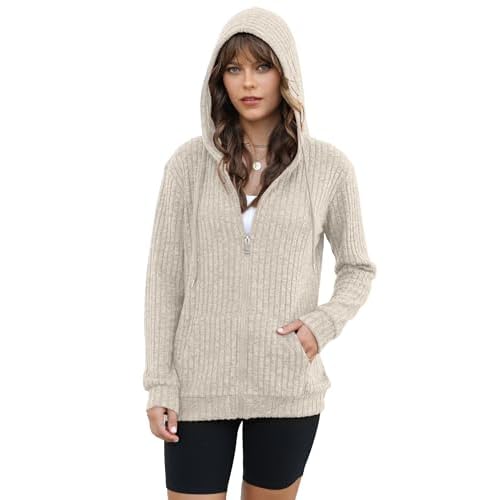 JomeDesign Sweaters for Women Long Sleeve Sweatshirt Fashion Hoodies Zip Up Loose Casual Fall Tops S-XXL