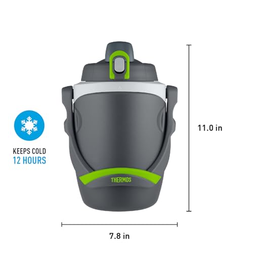 64 oz Hydration Bottle with Flip Up Spout Foam Insulation Locking Lid Handle Charcoal